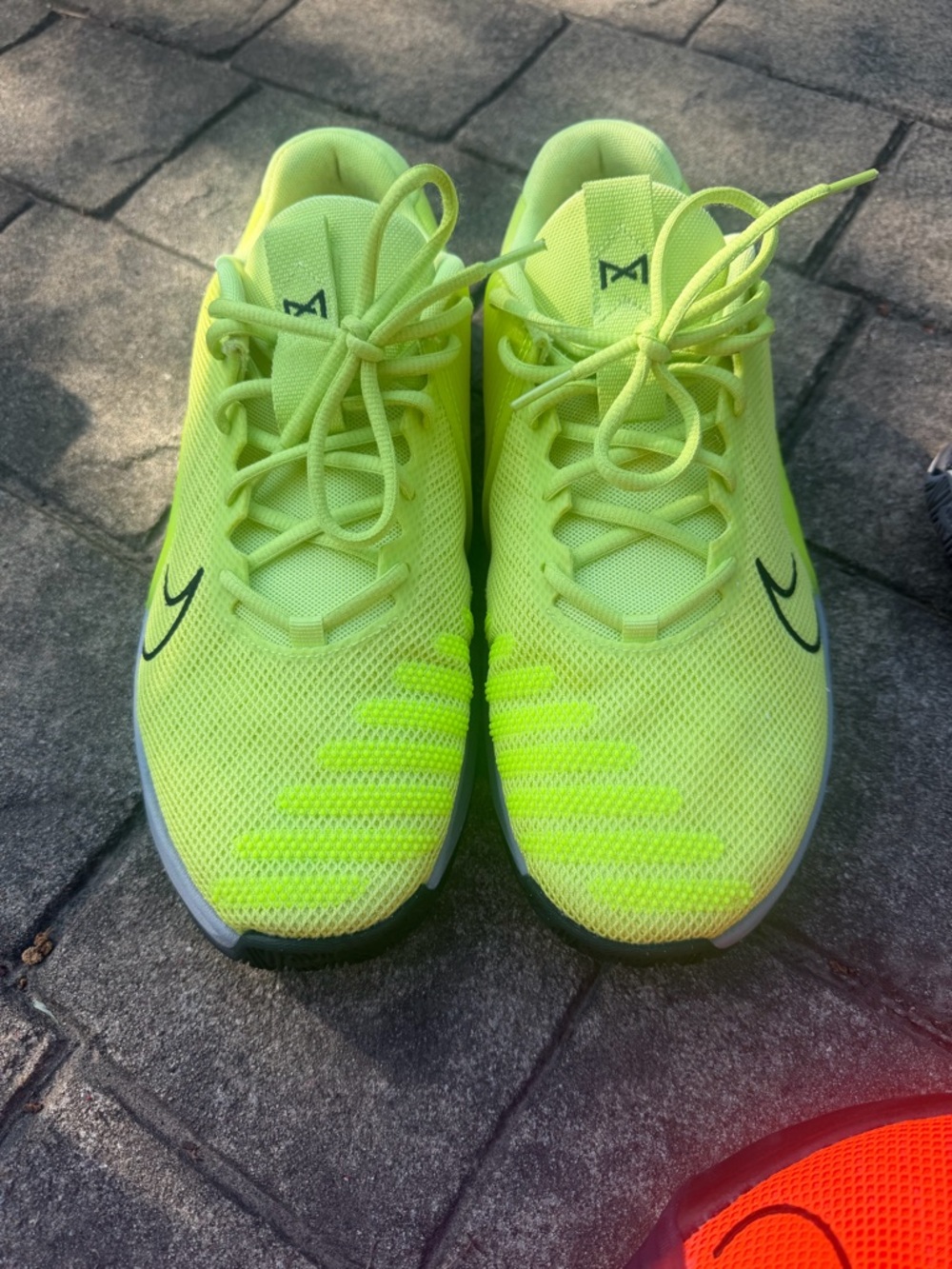 Nike Metcon 9 Bright Yellow/Neon Running Shoes with Black Swoosh Men’s Size 11
